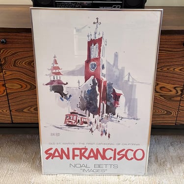 Vintage San Francisco Noal Betts “Images” Old St. Mary's The First Cathedral of California 22” x 34” - Free Shipping 