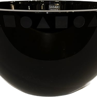 Mid Century Modern Sasaki Black Amethyst Studio Art Glass Bowl 