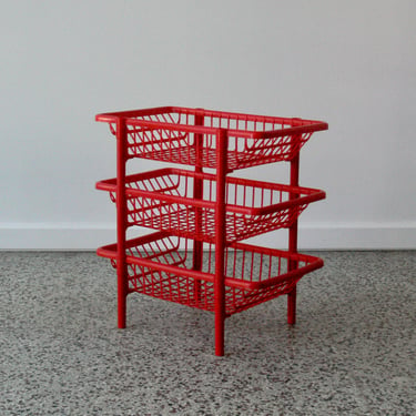 Vintage Kartell 7009 Beylerian Red Stacking Baskets (Set of 3) 