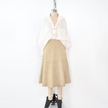 80's Suede Midi Skirt 29 Inch Waist 