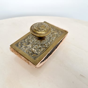 Antique Brass Desk Blotter, Table Decor, Office Decor, Brass Office Accessory 