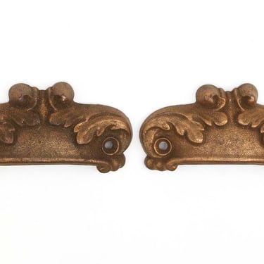 Pair of Victorian 4 in. Copper Plated Cast Iron Bin Drawer Pulls