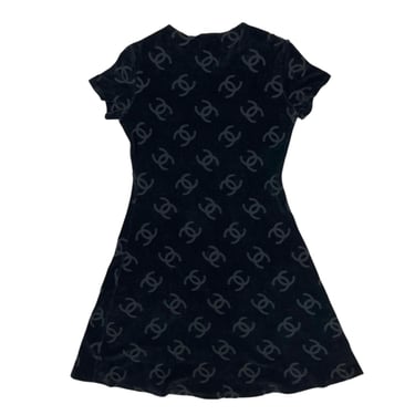 Chanel Black Velour Logo Dress