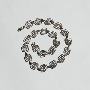 Vintage Sterling Swirl Link Chain Necklace