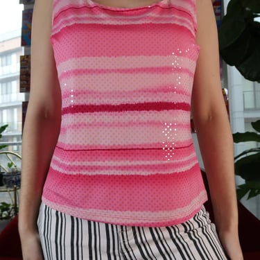 Vintage 2000s Sequin Pink Striped Tank