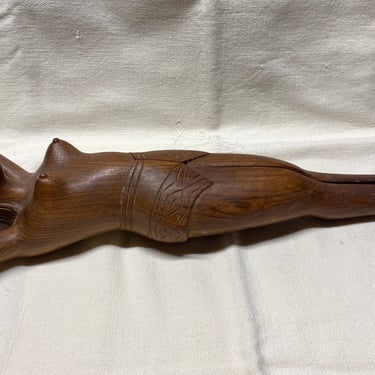 Sale~ Rare 1950s Female Figure Carved Wood Topless Woman Nude Wood Art Form~ Hand carved Mid Century Nutcracker~ Naked Woman Barware Display 