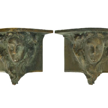 Pair of Architectural Bronze Figural Outside Corner Pieces