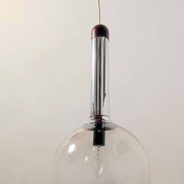 Vintage Pendant Lamp/Mid Century White Glass Globe/Ceiling Light/ Vintage Lightning/ Hanging Light/ Retro Lightning/ 70s 