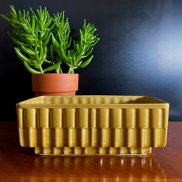 Extra Large, Vintage Cookson Pottery Indoor, Cactus, Succulent Planter, No 339 - Mustard Yellow, Mid Century Modern, Geometric, Abstract 
