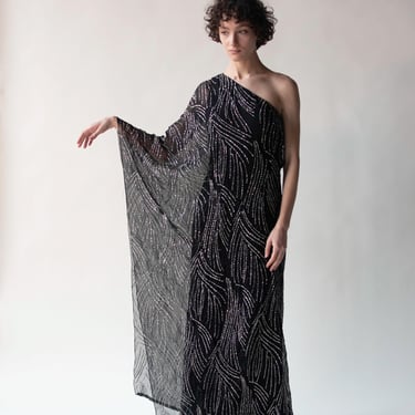 1970s Chiffon Glitter Dress | Helga 