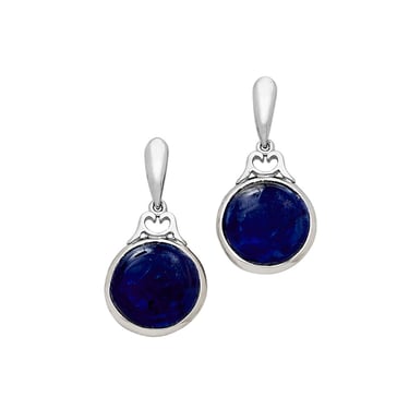 Earrings | Silver Heart with Round Sodalite