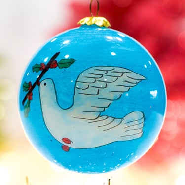 VINTAGE: 2.5" Reverse Painting Dove Ornament - Christmas Ornaments - Christmas Decor - SKU 30-404-0003736 