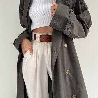 Vintage Stone Belted Trench Coat