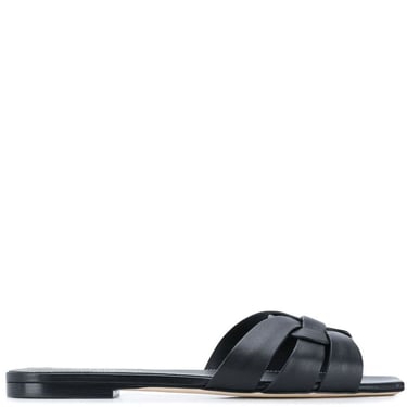 Saint Laurent Women Tribute Leather Flat Sandals