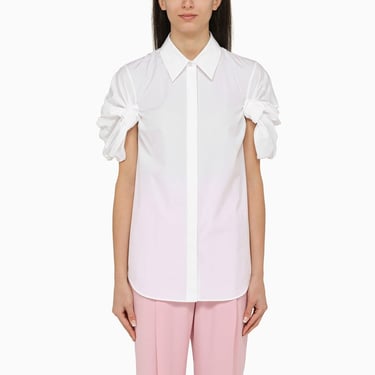 Alexander Mcqueen Short-Sleeved Cotton White Shirt With Detailing Women
