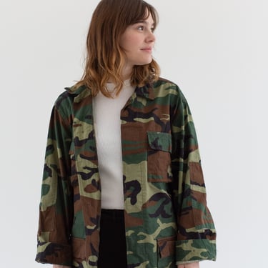 Vintage Faded Green Brown Ripstop Camo Jacket | Unisex Camouflage | M | 008 