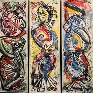 Abstract Expressionism Triptych by Stuart