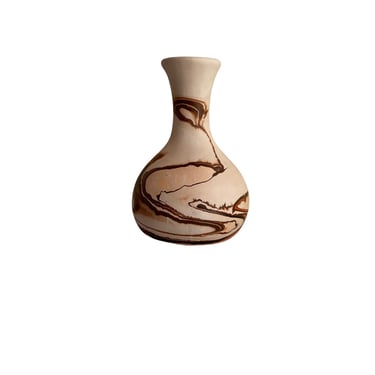 Vintage Nemadji Pottery Brown Swirl Vase, 6.5&quot; Tall 