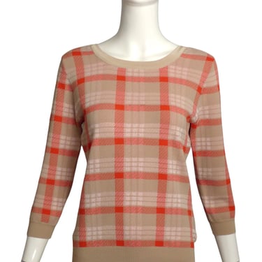 COURREGES- 1990s Plaid L/S Sweater Blouse, Size 8