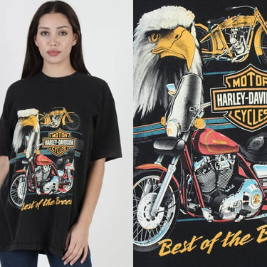 Vintage 1988 Harley Davidson T Shirt, Soft Black Best Of The Breed Tee, Mens Single Stitch Motorcycle 50 50 Shirt 2X 