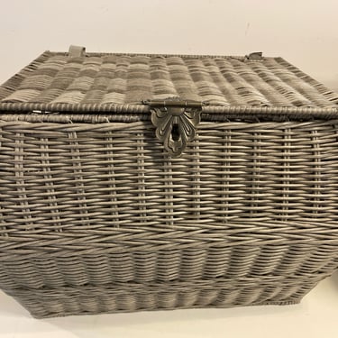 Gray Faux Wicker Storage Basket from Pier One