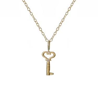 Heart Key Charm - 14k Gold