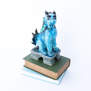 NEW - Large Ceramic Green and Blue Foo Dog Statue 