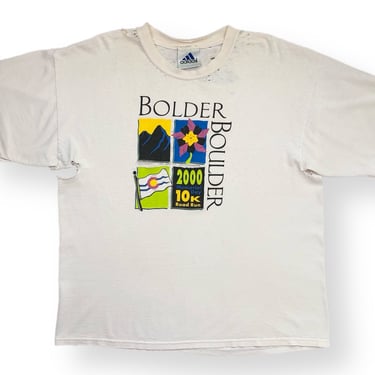 Vintage 2000 Adidas Bolder Boulder 10K Memorial Day Thrashed & Distressed Marathon/Running Graphic T-Shirt Size XL 