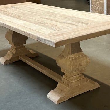 95”w Large trestle dining table with extensions by Terra Nova Furniture Los Angeles 