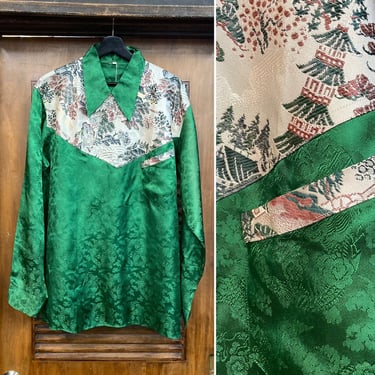 Vintage 1940’s -Deadstock- Two-Tone Japan Dragon Souvenir Tour Jacket, Size L, 40’s Pullover Shirt, Vintage Clothing 
