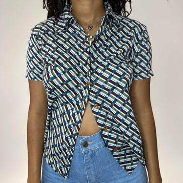 90s Geo Earth Tones Top