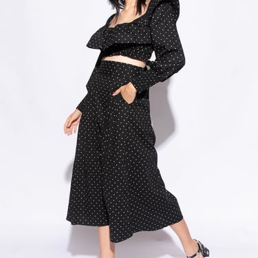 MISA Polka Dot Crop Blouse & Midi Skirt Set
