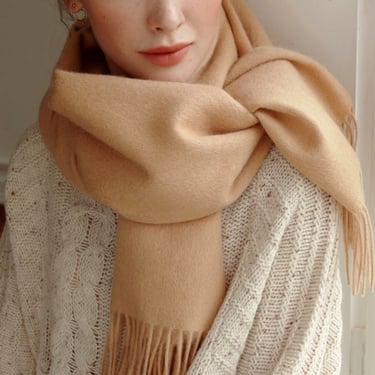 100% wool scarf, light camel wool scarf for women, scarf wrap for winter, gift ideas for her, wool scarf wrap, unisex wool scarf, Christmas 