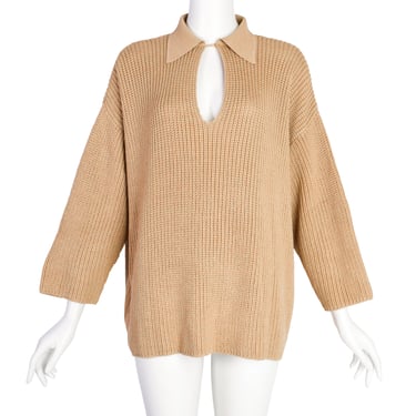 Donna Karan Vintage 1980s Beige Wide Cut Knit Sweater