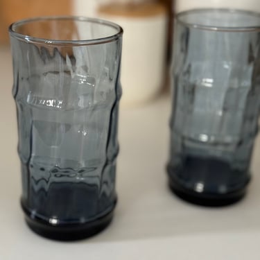 Vintage Navy Blue Libbey Bamboo Bash Highballs - Set of 2 