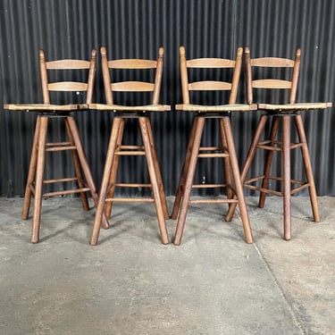 Set of Four Primitive Rustic Stools 