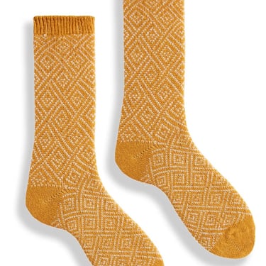 Geometric Diamond Wool Cashmere Socks