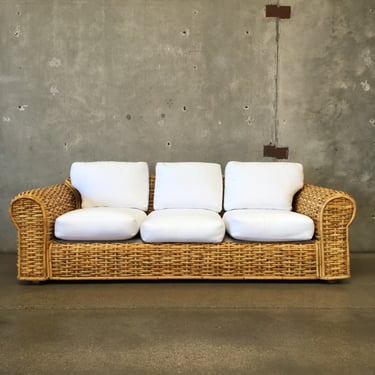Ralph Lauren Large Weave Rattan Sofa