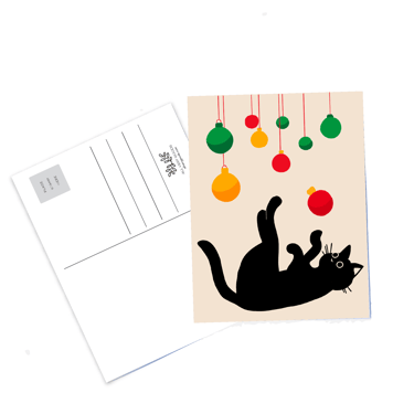 Holiday Cat Postcards - Holiday Juggle Cat