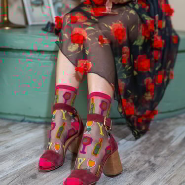 Cocktail Hour Black Sheer Crew Sock