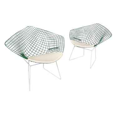 Pair of Vintage Mid Century Modern "Diamond" Chairs by Bertoia for Knoll 