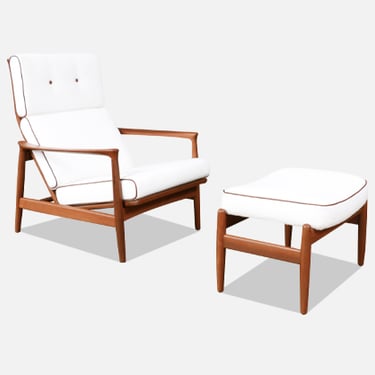Folke Ohlsson Model 71-C Teak Lounge Chair w\/ Ottoman for Dux