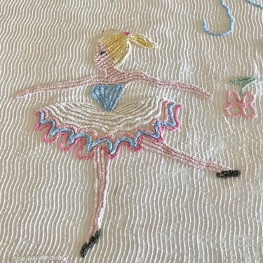 NEW - Vintage Chenille Bedspread with Ballerina, Twin or Full, Shabby Chic, Cottage, Tiny Dancer 