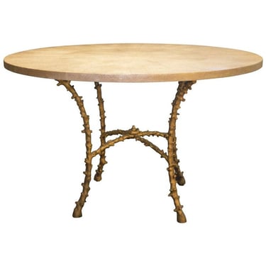 Solid Bronze and Faux Shagreen Center Table in the style of Maison Bagues