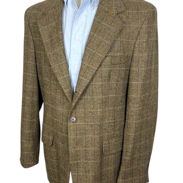 Vintage USA Made Banana Republic Wool Tweed 3 Roll 2 Sport Coat ~ 42 to 44 R ~ jacket / blazer ~ Preppy / Ivy Style / Trad ~ Check Plaid 