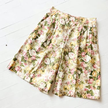 1980s Pastel Floral Cotton Shorts 
