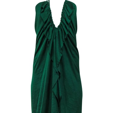 Dondup - Green Sleeveless Ruffled Halter Shift Dress Sz S