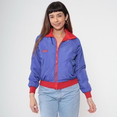 Vintage Reversible Columbia Jacket 90s Two-Sided Red Blueish Purple Puffer Bomber Zip Up Thinsulate Lined 1990s Outdoor Coat Women's Small 