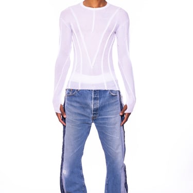 OPEN SEAM LONG SLEEVE TEE IN WHITE RIB (MENS)