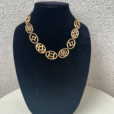 Vintage Monet choker necklace chunky gold matte tone length 18” 